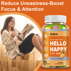 3PACK Hello Happy Gummies – Remain Optimistic of Mood – with Vitamin D & Saffron