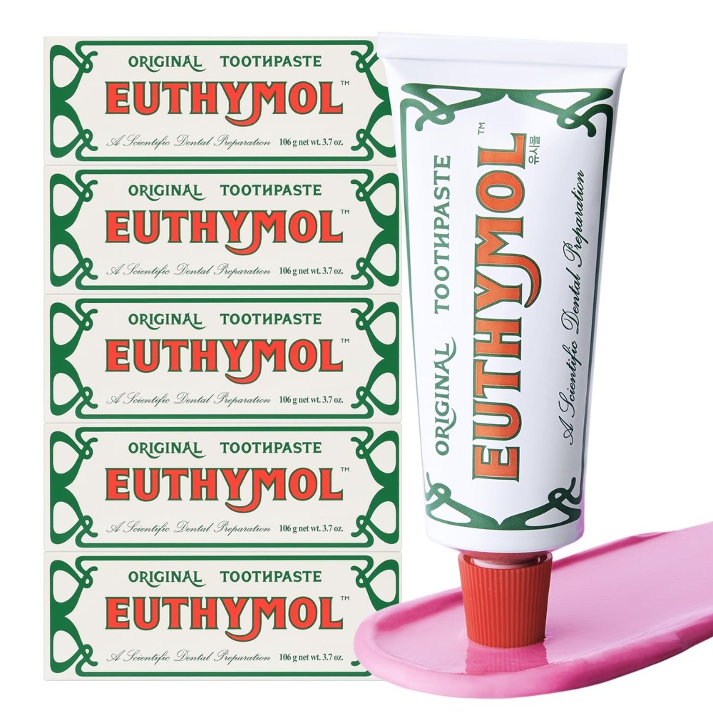 EUTHYMOL Original Toothpaste (3.7fl oz*5, Pack of 5) – Fluoride-Free Toothpas…