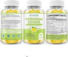 Potassium Citrate 1000mg Gummies, Potassium Supplement for Adults Women and Men,
