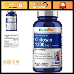 Chitosan 1200mg Capsules – Non-GMO, Soy-Free, with Bioperine for Weight Loss