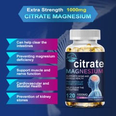 Magnesium Citrate Capsules – Constipation Relief & Muscle Cramp Prevention 120pc