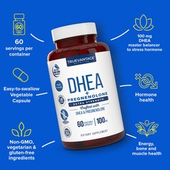 DHEA 100mg Supplement with Pregnenolone 60mg -Supports Hormone Balance, Lean …