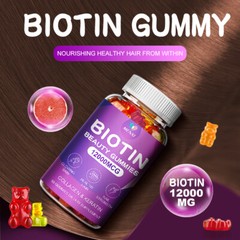 3 Pack Vitamatic Biotin Gummies 12000 mcg for Stronger Hair Skin Nails 60 Vegan