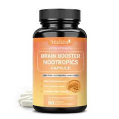 Brain Booster Nootropic Supplement Support Focus Energy Memory & Clarity 60Pills