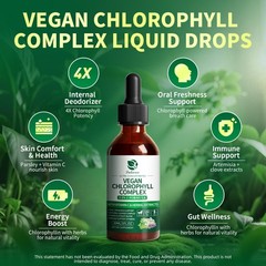 2 Pack Liquid Chlorophyll Drops For Immune Support – Peppermint Flavor 200mg