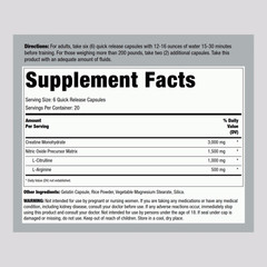 Creatine Capsules | 120 Count | 3000mg | Non-GMO | by Fitness Labs