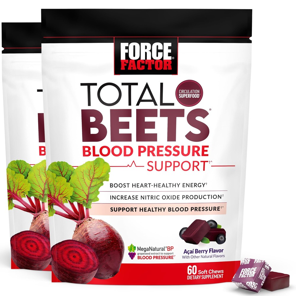 Force Factor Total Beets Blood Pressure 60 Count (Pack of 2), White Packaging