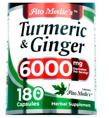 Tumeric Curcumin Max Potency and Ginger Complex 6000 mg, 180 Capsules Ultra high