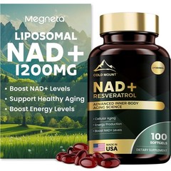MEGNETA Liposomal NAD+ Supplement 1200mg with Trans 100 Count (Pack of 1)