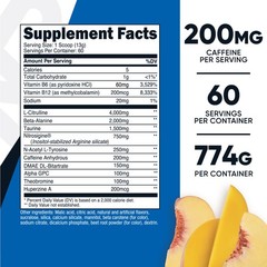 Nutricost Pre-Workout Complex Powder (Peach Mango) 60 Serivings