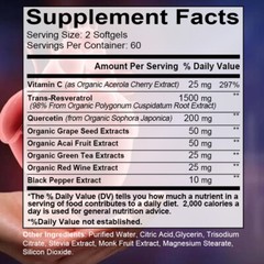 Resveratrol 1500mg Grape Seed 50MG Extract Providing Heart Energy Heart Health