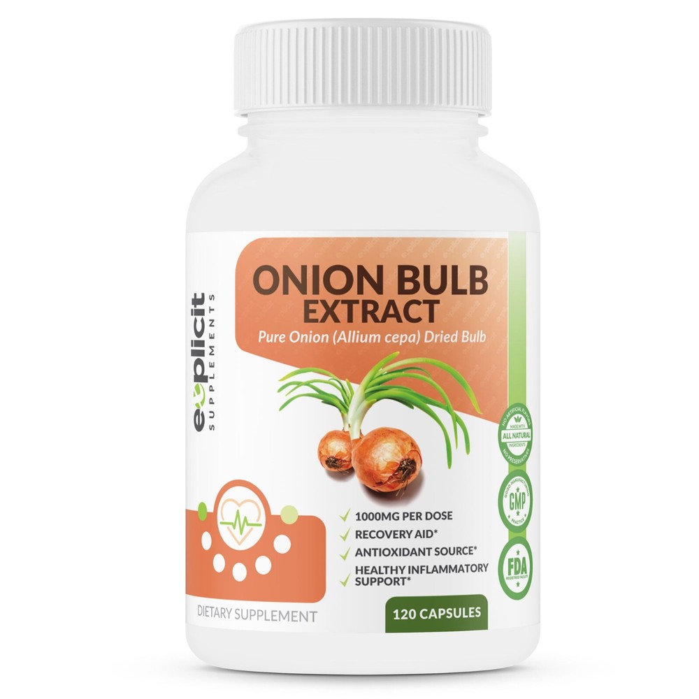 All Natural Onion Extract 1000mg – Dried Onion Bulb (Allium Cepa) – 120 Caps