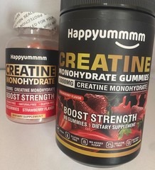 Creatine Monohydrate Gummies, By Happyummmm- 2 Bottles Of 90 Count, 5000mg