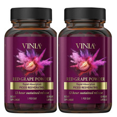Quality Vinia Red Powder Grape Rapid Absorbtion Piceid Resveratrol 120Capsules.