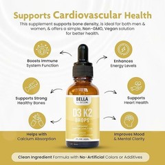 Bella All Natural D3 K2 Drops 3 Pack Organic Omega 3 MCT Premium Essential Oil