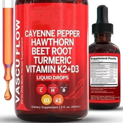 2Pack Cayenne Pepper Hawthorn Beet Root Turmeric Vitamin K2+D3 Liquid Drops 60ML