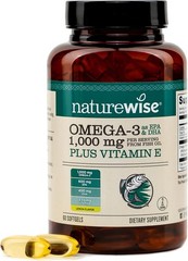 NatureWise Extra-Strength Omega 3 Fish Oil Supplement – 1000mg per Serving – 600
