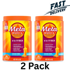 Metamucil 4-in-1 Fiber Sugar-Free Supplement (Orange) 6.1 OZ (2 Pack)