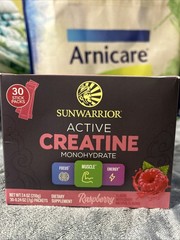 Sunwarrior Active Creatine Monohydrate Raspberry 30 Packets Exp. 02/07/2027