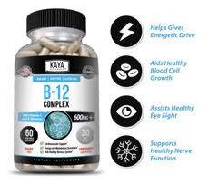 B-12 Complex 60ct, Vitamins B1, B2, B3, B5, B6, B8 & B12, Energy, Metabolism Aid