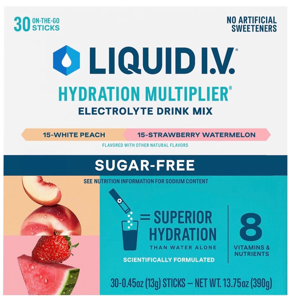 Liquid I.V. Hydration Multiplier Sugar-Free Variety Pack, White Peach and Strawb