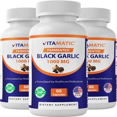 Vitamatic 3 Pack Fermented Black Garlic Extract 1000 mg 60 Count (Pack of 3)