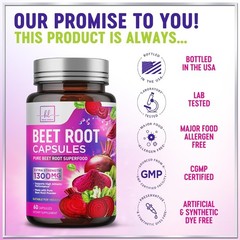 Organic Beet Root Capsules 1300mg – Extra Strength Beetroot Powder Supplement