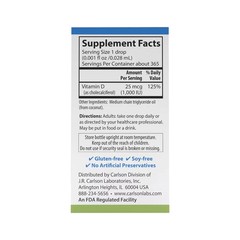 Carlson Super Daily D3 1,000 IU per Vitamin Drop 1-Year Supply