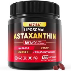Liposomal Astaxanthin Supplements 12mg w/ Lycopene, CoQ10, Lutein, Vitamin B6…