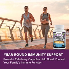 Elderberry 5000mg 120 Capsules For Immune System Health Contains Vitamin C Zinc
