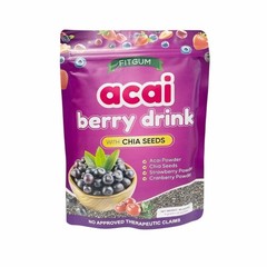 6 Packs FITGUM Acai Berry Drink Powder w/ Chia & Collagen – 10 Sachets Each
