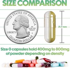 Size 00 Empty Vegan Capsules – 500 Count Clear Veggie Capsules for Essential …