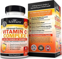 Vitamin C Complex Supplement, Vitamin C 1000mg Capsules w/ Rose Hips Zinc 120 ct