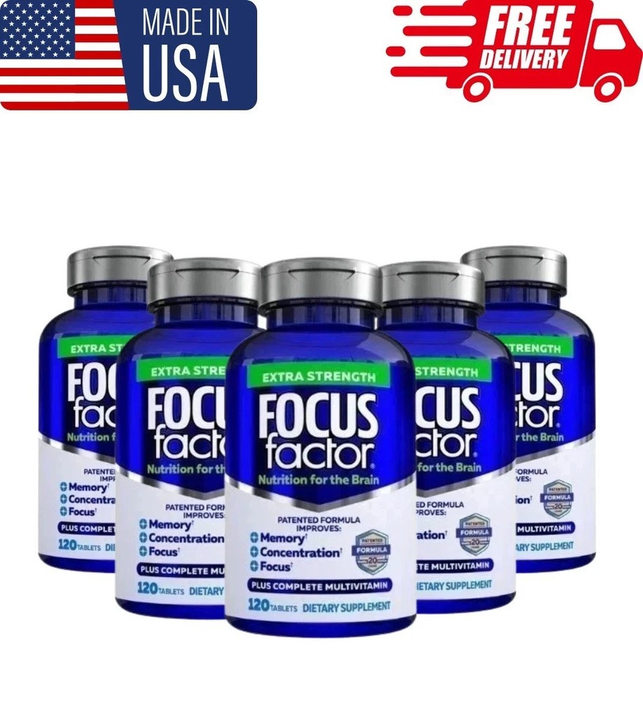 pack of 5 Focus Factor Adults Extra Strength- Brain Supplement – 120 Tablets