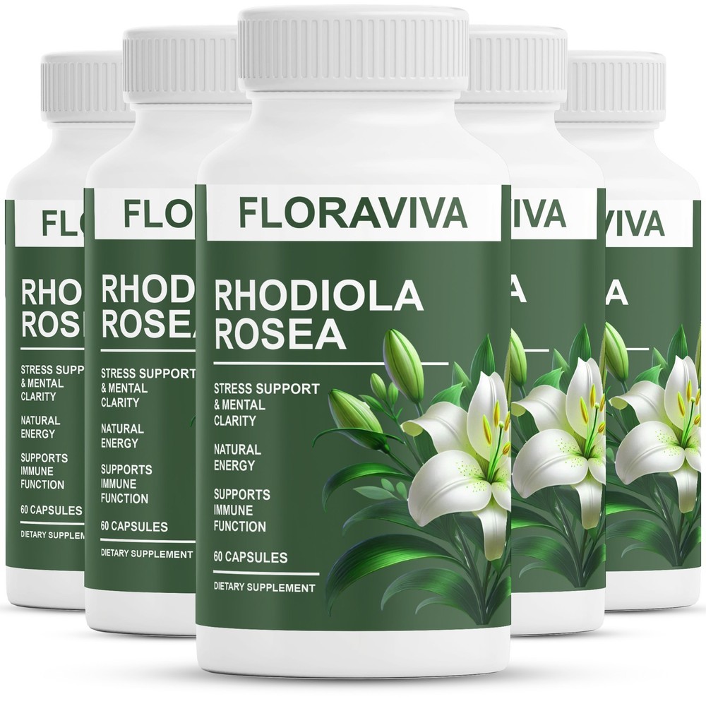 5-Pack Rhodiola Rosea Capsules – Floraviva for Energy, Focus, Mood