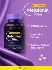 Carlyle Melatonin 10mg Fast Dissolve Tablets | 240 Count | Berry Flavor | 240