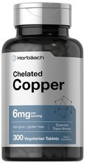 Horbäach Chelated Copper Supplement 6mg | 300 Tablets | 300 Count (Pack of 1)