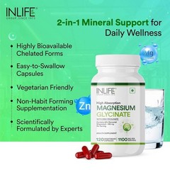 INLIFE Magnesium Glycinate Supplement 1100mg (Elemental Magnesium 242mg) 120N S9