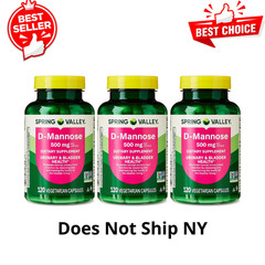 (3 Pack) Spring Valley D-Mannose, 500 mg, Urinary Tract Support, 120 Capsules