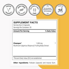 Supersmart – Champex Mushroom Agaricus Bisporus Extract 1500 Mg Per Day – Body