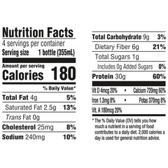 Protein Shake, Chocolate, 30g High Protein Drinks, Shelf Stable, Ready to Dri…
