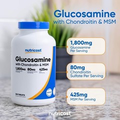 Glucosamine 1800mg with Chondroitin & MSM – 240 Tablets, Non-GMO, Gluten Free
