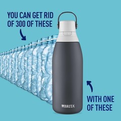 Brita Stainless Steel Premium Filtering Water Bottle, 32 Ounces, Carbon