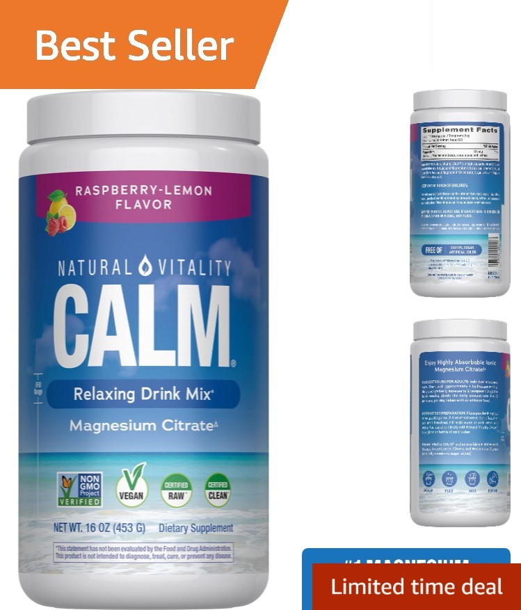 Relax with Calm Raspberry Lemon Magnesium Drink Mix – 325 mg per Serving