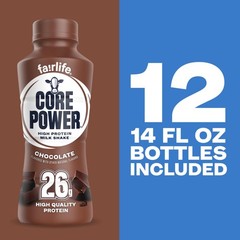 Core Power Protein Shake, Chocolate, 26g Bottle, 14oz, 14 Fl Oz (Pack of 12)