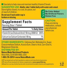Nature Made Vitamin D3 2000 IU (50 mcg), Vitamin D Supplement for Bone, Teeth, M