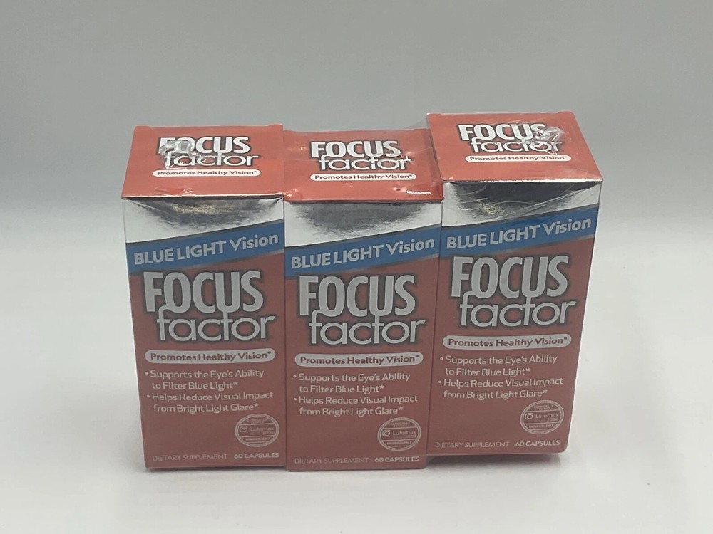 3X Focus Factor Blue Light Vision 60 Capsules Each (180 Total) *05/2025