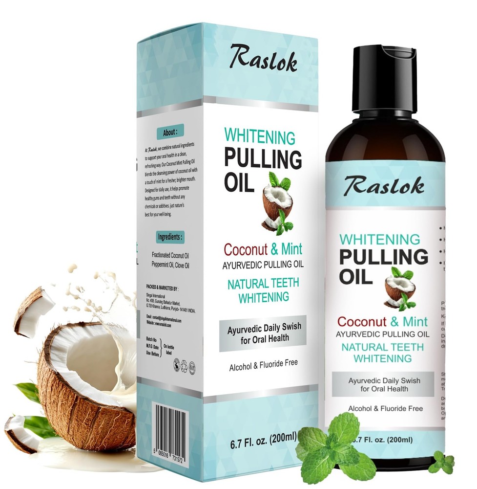 Raslok Coconut Oil Pulling, Fresh Breath and 6.7 Fl Oz (Pack of 1), Yellowish