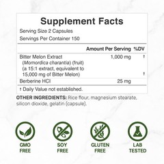 Bitter Melon with Berberine Supplement 15,000mg Per 300 Count (Pack of 1)