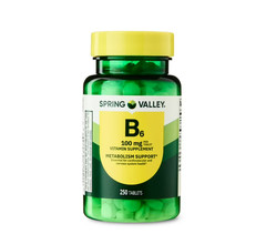 Spring Valley Vitamin B6 Supplement, 100 mg, 250 Count, 3PK